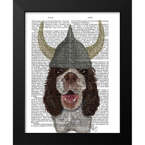 Springer Spaniel Viking Black Modern Wood Framed Art Print by Fab Funky