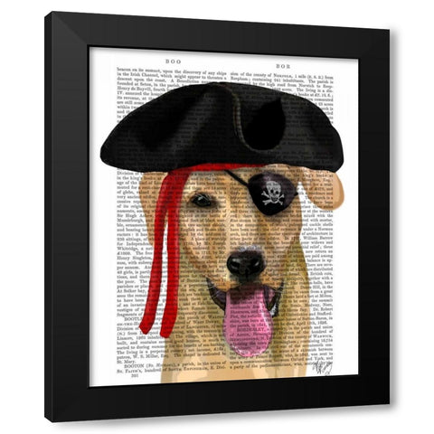 Yellow Labrador Pirate Black Modern Wood Framed Art Print by Fab Funky