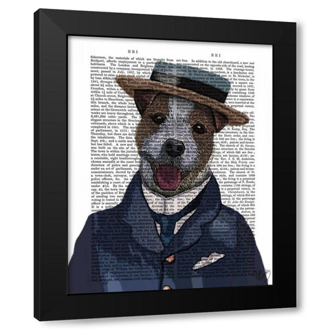 Jack Russell in Boater Black Modern Wood Framed Art Print by Fab Funky