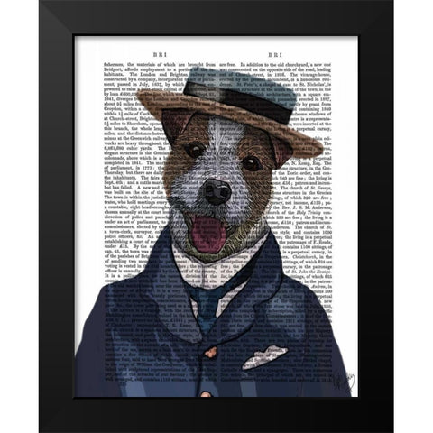 Jack Russell in Boater Black Modern Wood Framed Art Print by Fab Funky