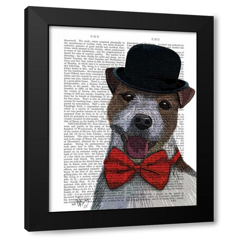 Jack Russell Union Jack Black Modern Wood Framed Art Print by Fab Funky