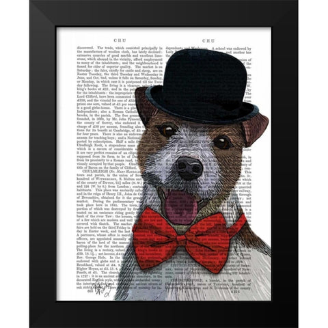 Jack Russell Union Jack Black Modern Wood Framed Art Print by Fab Funky