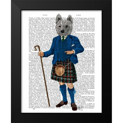 West Highland Terrier in Kilt Black Modern Wood Framed Art Print by Fab Funky