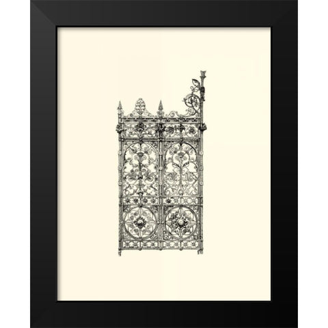 B-W Wrought Iron Gate V Black Modern Wood Framed Art Print by Unknown