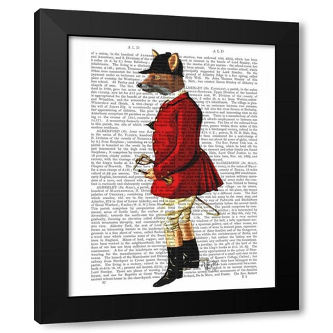 Fox Hunter 1 Black Modern Wood Framed Art Print with Double Matting by Fab Funky