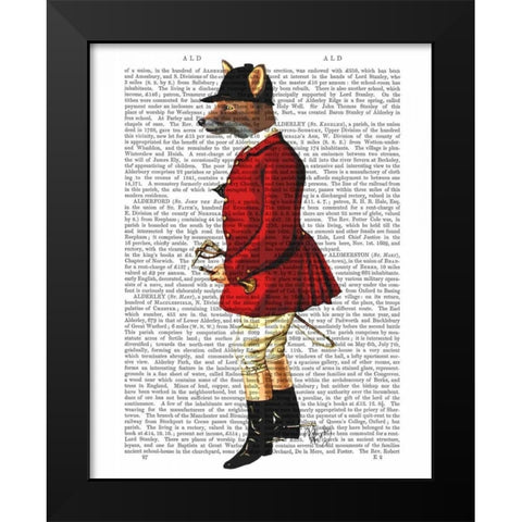 Fox Hunter 1 Black Modern Wood Framed Art Print by Fab Funky