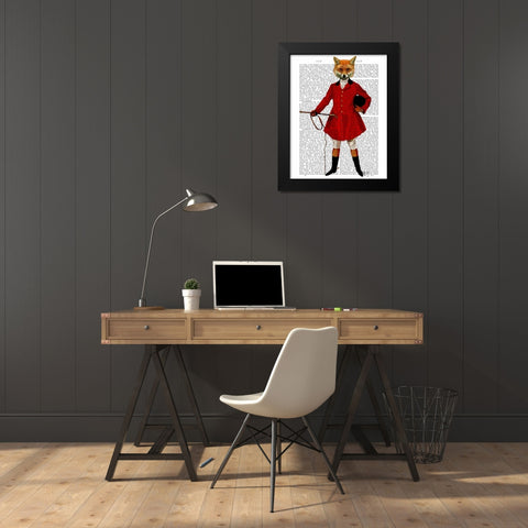 Fox Hunter 2 Full Black Modern Wood Framed Art Print by Fab Funky