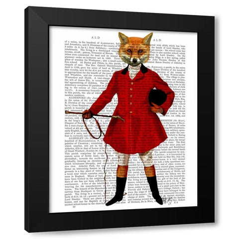 Fox Hunter 2 Full Black Modern Wood Framed Art Print by Fab Funky