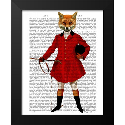 Fox Hunter 2 Full Black Modern Wood Framed Art Print by Fab Funky