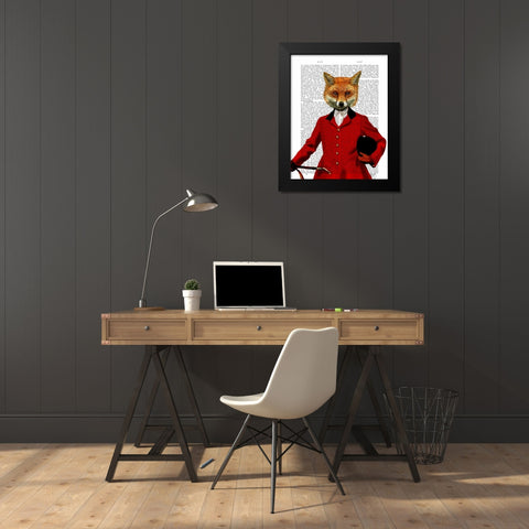 Fox Hunter 2 Portrait Black Modern Wood Framed Art Print by Fab Funky