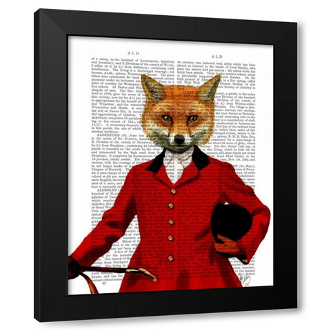 Fox Hunter 2 Portrait Black Modern Wood Framed Art Print by Fab Funky