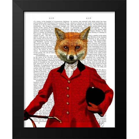 Fox Hunter 2 Portrait Black Modern Wood Framed Art Print by Fab Funky