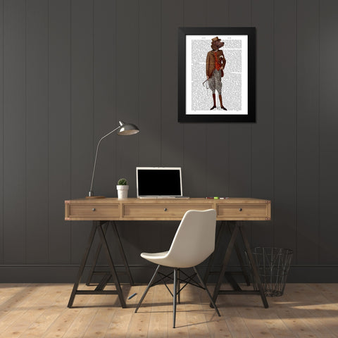 Red Setter Rider Full Black Modern Wood Framed Art Print by Fab Funky