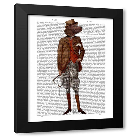 Red Setter Rider Full Black Modern Wood Framed Art Print by Fab Funky