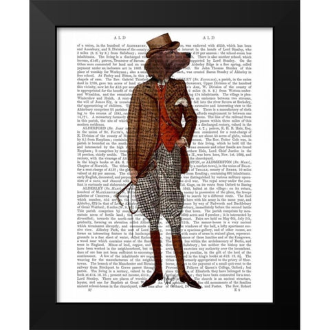 Red Setter Rider Full Black Modern Wood Framed Art Print by Fab Funky