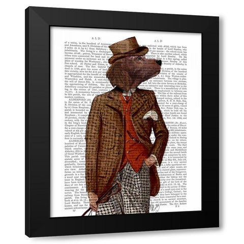 Red Setter Rider Portrait Black Modern Wood Framed Art Print by Fab Funky