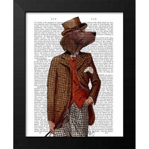 Red Setter Rider Portrait Black Modern Wood Framed Art Print by Fab Funky