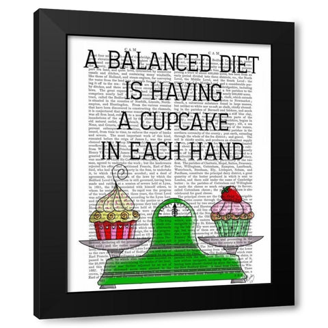 A Balanced Diet Illustration Black Modern Wood Framed Art Print by Fab Funky