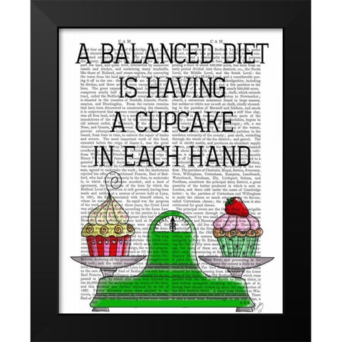A Balanced Diet Illustration Black Modern Wood Framed Art Print by Fab Funky