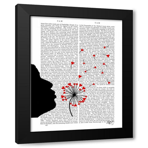 Dandelion Hearts Black Modern Wood Framed Art Print by Fab Funky