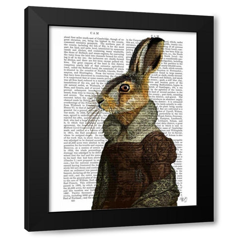 Madam Hare Portrait Black Modern Wood Framed Art Print with Double Matting by Fab Funky
