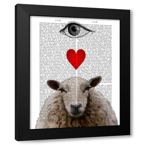 I Heart Ewe Black Modern Wood Framed Art Print by Fab Funky