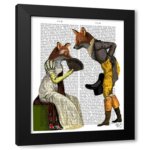 Foxes Courting Black Modern Wood Framed Art Print with Double Matting by Fab Funky