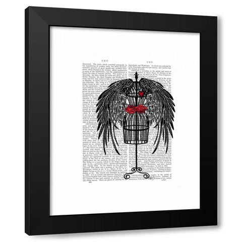 Mannequin With Black Wings Black Modern Wood Framed Art Print by Fab Funky