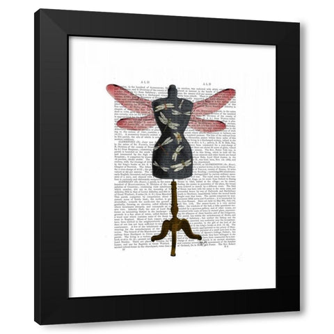 Dragonfly Mannequin Black Modern Wood Framed Art Print with Double Matting by Fab Funky