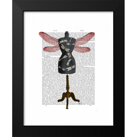 Dragonfly Mannequin Black Modern Wood Framed Art Print by Fab Funky