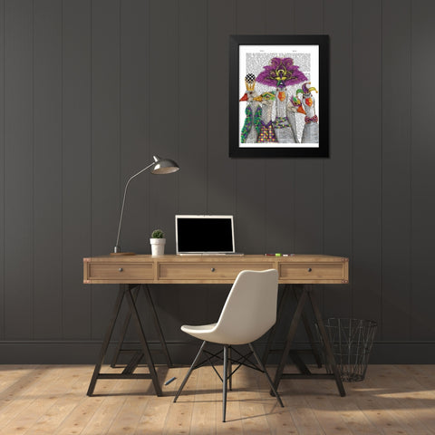 Mardi Gras Gaggle of Geese Black Modern Wood Framed Art Print by Fab Funky