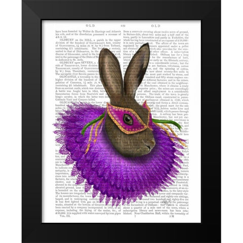 Mardi Gras Hare Black Modern Wood Framed Art Print by Fab Funky