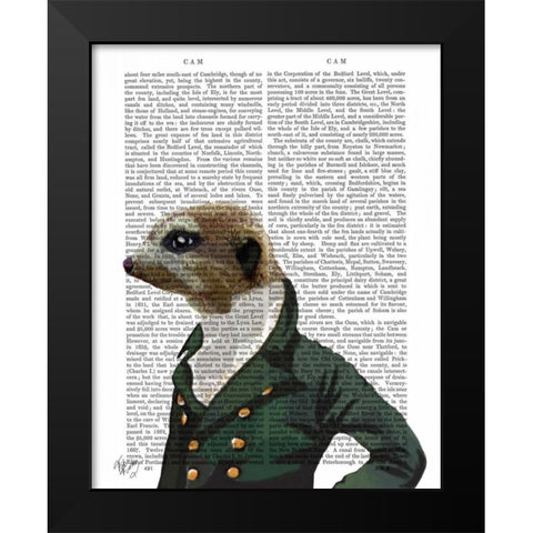 Dandy Meerkat Portrait Black Modern Wood Framed Art Print by Fab Funky