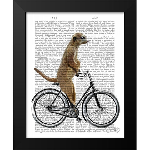 Meerkat on Bicycle Black Modern Wood Framed Art Print by Fab Funky