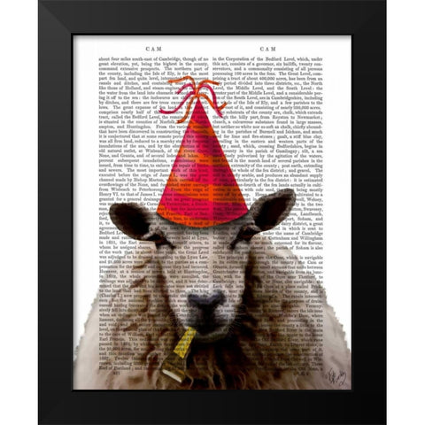 Party Sheep Black Modern Wood Framed Art Print by Fab Funky