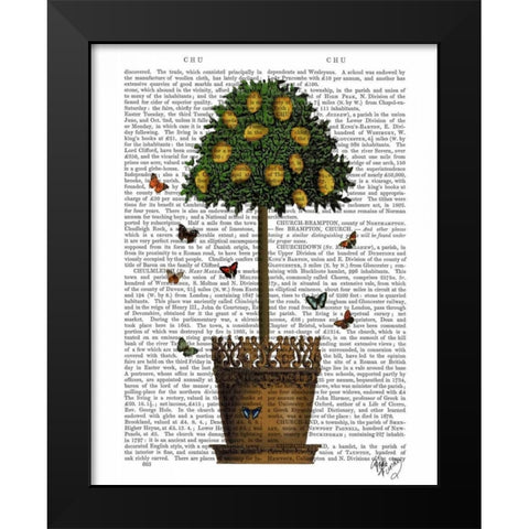 Lemon Tree Black Modern Wood Framed Art Print by Fab Funky