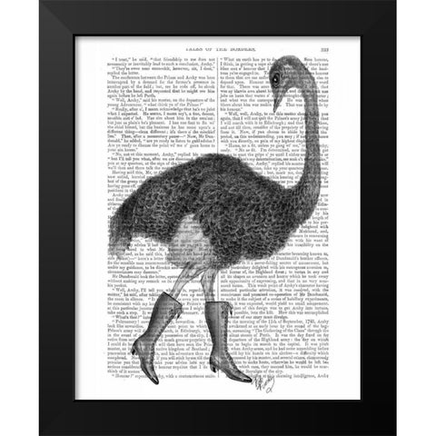 Ostrich In Boots Black Modern Wood Framed Art Print by Fab Funky
