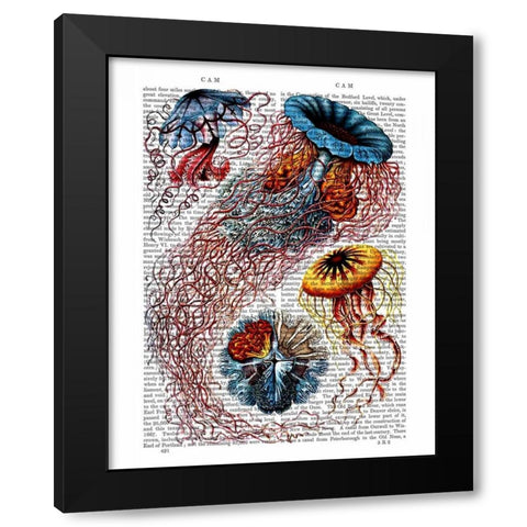 Sea Anemone Black Modern Wood Framed Art Print by Fab Funky