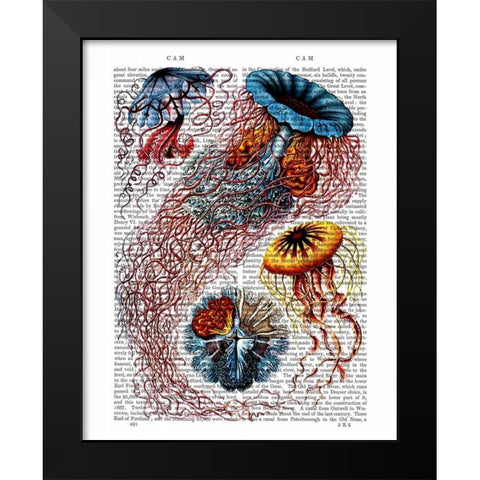 Sea Anemone Black Modern Wood Framed Art Print by Fab Funky