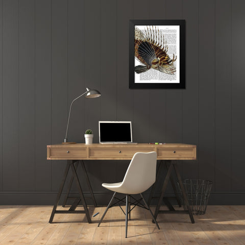 Vintage Spiky Fish Black Modern Wood Framed Art Print by Fab Funky