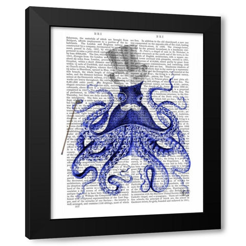 Octopus About Town Black Modern Wood Framed Art Print by Fab Funky