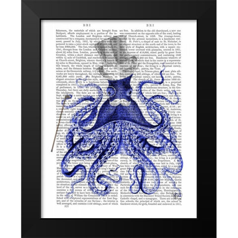 Octopus About Town Black Modern Wood Framed Art Print by Fab Funky