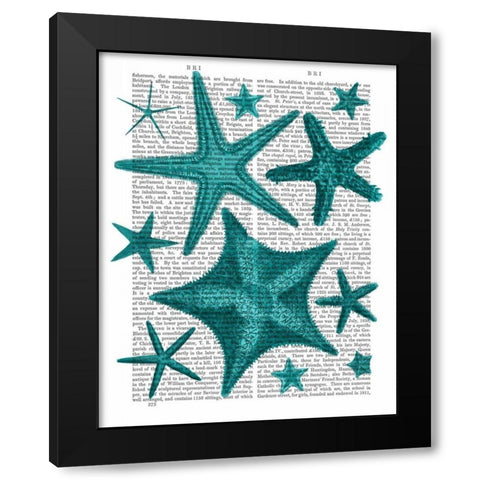 Green Starfish Collection Black Modern Wood Framed Art Print by Fab Funky