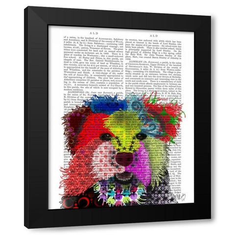 Yorkshire Terrier - Patchwork  Black Modern Wood Framed Art Print by Fab Funky