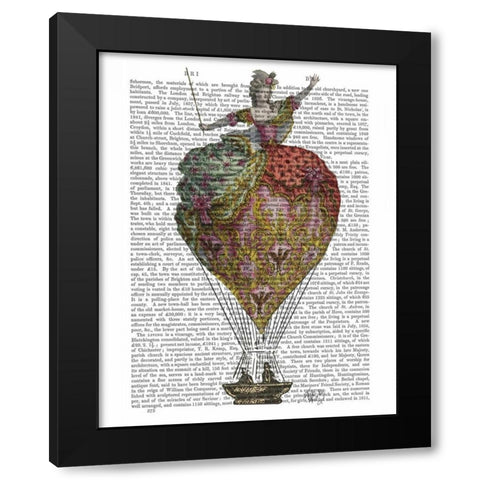 Hot Air Balloon Woman 3 Black Modern Wood Framed Art Print by Fab Funky