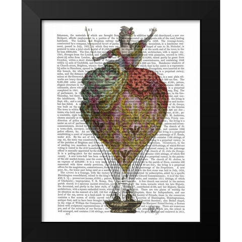 Hot Air Balloon Woman 3 Black Modern Wood Framed Art Print by Fab Funky