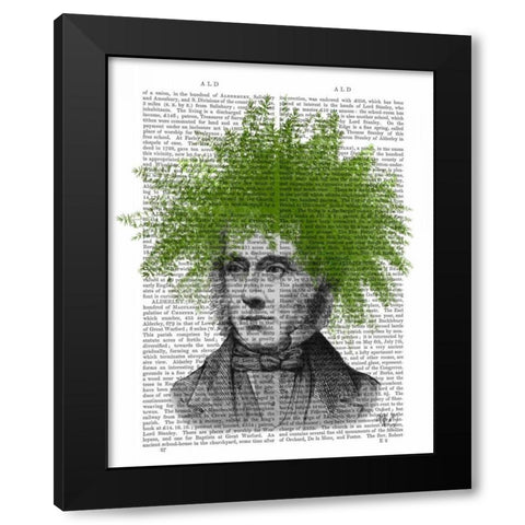 Asparagus Fern Head Plant Head Black Modern Wood Framed Art Print by Fab Funky