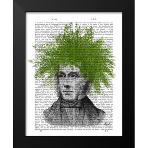 Asparagus Fern Head Plant Head Black Modern Wood Framed Art Print by Fab Funky