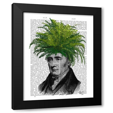 Fern Head Plant Head Black Modern Wood Framed Art Print with Double Matting by Fab Funky