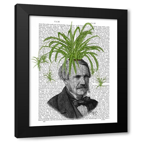 Spider Plant Head Black Modern Wood Framed Art Print by Fab Funky
